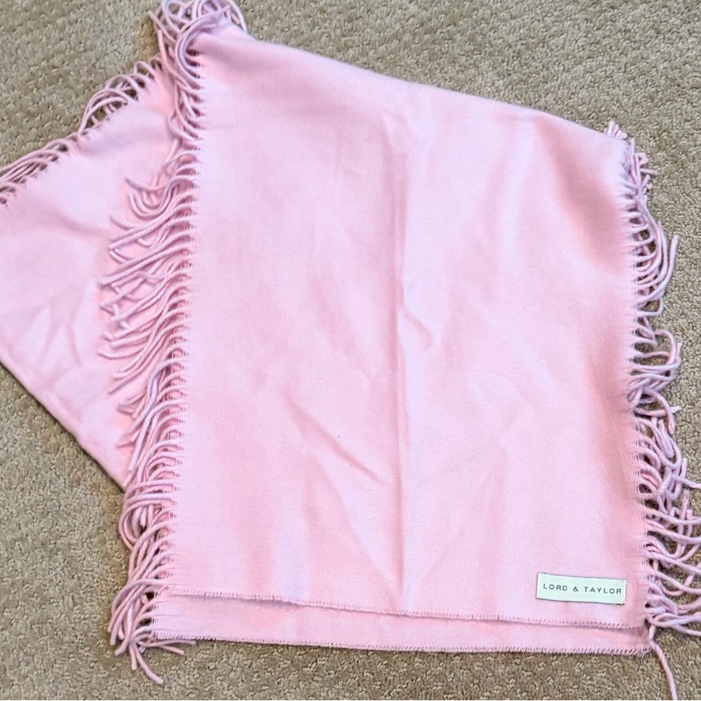Lord & Taylor Soft Pink Scarf with Fringe 60x30in